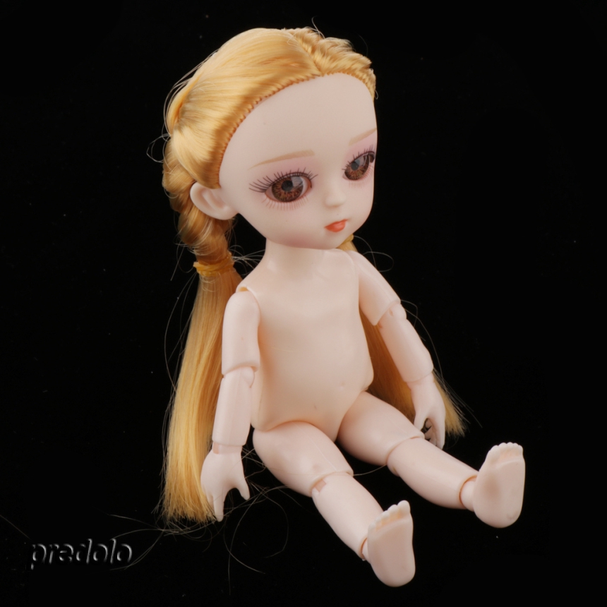 Modern Girl Body Model 16cm 13 Joints Nude Girl Doll Accessories Blond Braid