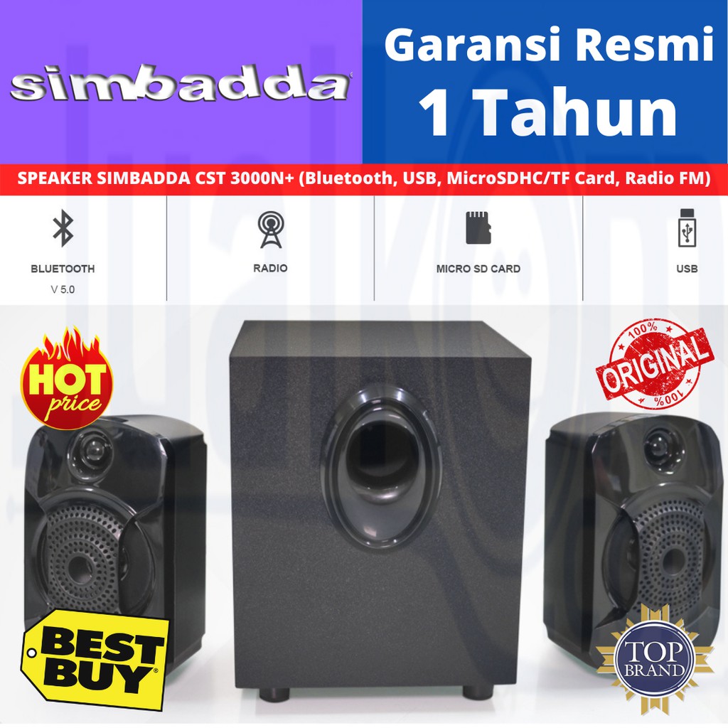 Speaker Simbadda CST 3000N+ Subwoofer Power Bass Multimedia Bluetooth CST 3000 N+