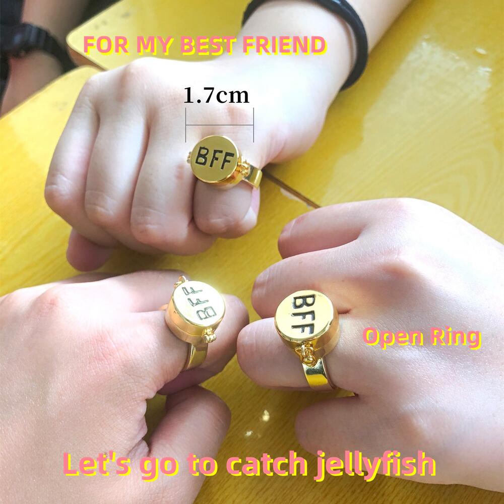 2022 Cincin Pasangan / Pria / Wanita Desain SpongeBob SquarePants Gaya Trendy Adjustable Untuk Hadiah / Pesta