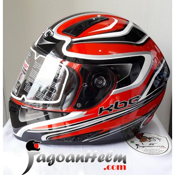 KBC Helm VK EURO| RED~ Black Grey | Fullface DDring Visor Flat