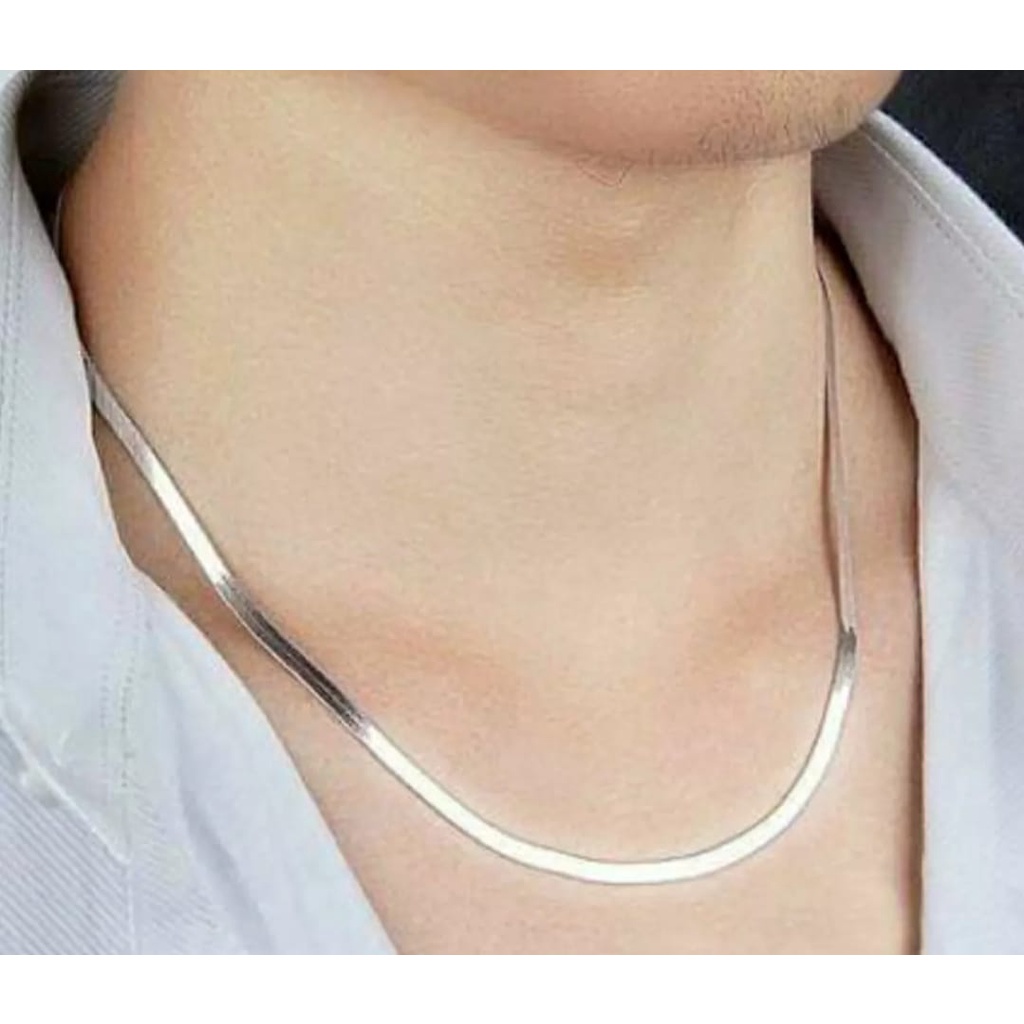 Kalung Anti Karat-Asli 100% Kalung Titanium Stainless Steal-Kalung Kotak Persegi Panjang 45 50 60cm-Kalung Gepeng Warna Gold Silver-Kalung Pipih-Kalung Belut-Kalung Petak Cocok Untuk Pria Wanita-Kalung Liontin Trend 2021