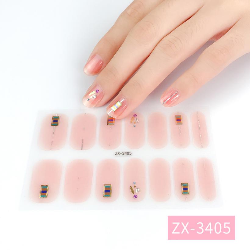 Stiker Kuku 3d Motif Berlian / Mutiara Warna Gradasi Tahan Air Untuk Nail Art / Manicure DIY