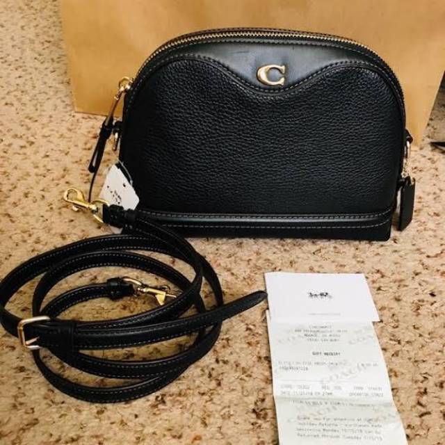 Coach Ivie Crossbody refined black pebbled leather tas selempang slingbag original authentic asli