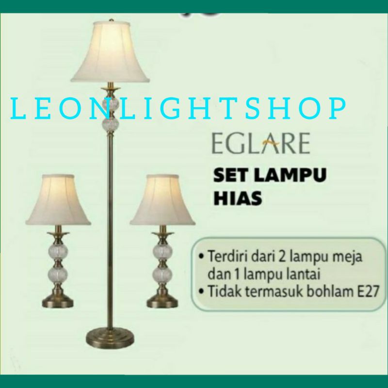 EGLARE LAMPU LANTAI 1 + 2 LAMPU MEJA/ COMBO SET 3PCS LAMPU LANTAI + 2 LAMPU MEJA DWELLA ANTIQBRASS/LAMPU TIDUR/LAMPUFLOOR/LAMPU MEJA/LAMPU BERDIRI