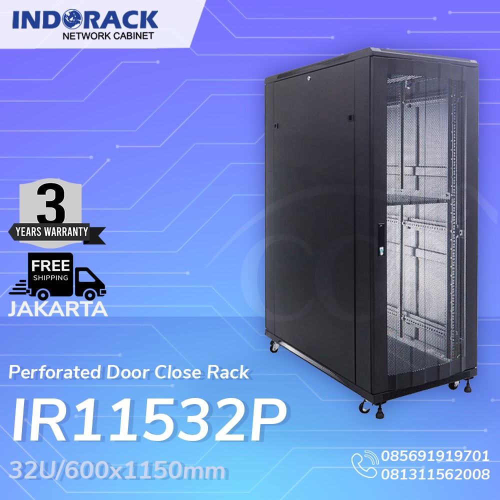 IR11532P - 32U Close Rack Depth 1150mm Perforated Door 19&quot; - INDORACK