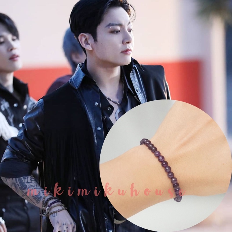 OFFICIAL BTS JUNGKOOK BRACELET AMETHYST GEMSTONE BTS GELANG AKSESORIS JUNGKOOK DELIXIR GELANG KALUNG
