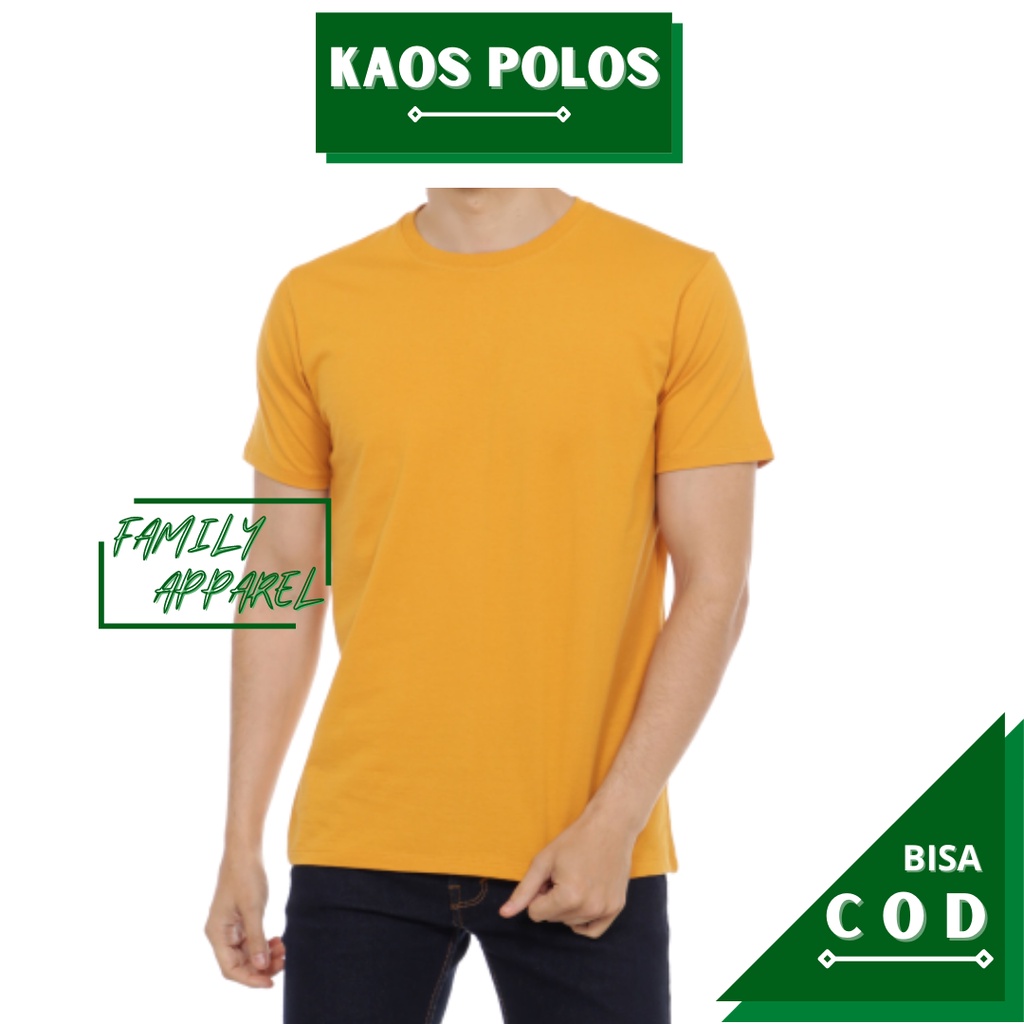 (PROMO) Kaos Polos Lengan Pendek Cotton Combed 30s Unisex Pria Wanita Warna Kuning Mustard
