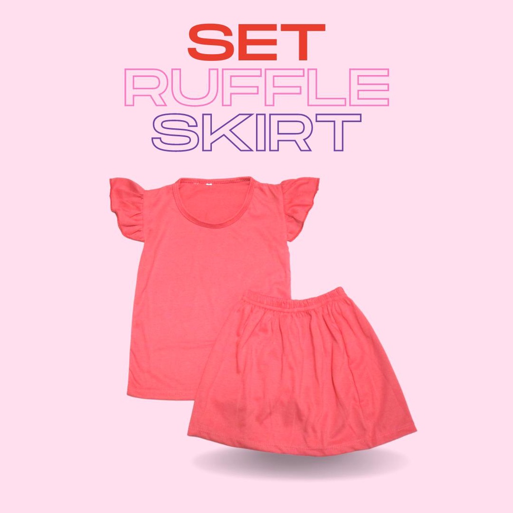 BabynKids - Setelan Rok  Ruffle Anak Perempuan / Setelan Rok Rempel / Set Anak Cewek / Setelan Rok Anak Perempuan / Setelan Anak Perempuan