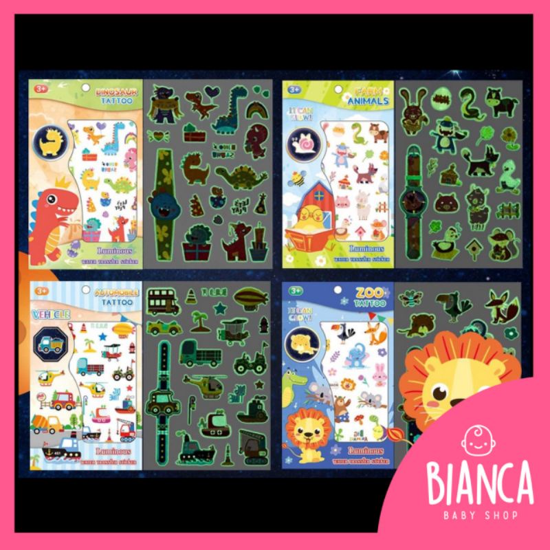 BIANCA - Sticker Tatto Glow In The Dark 1 Set isi 2 Lembar SIZE BESAR