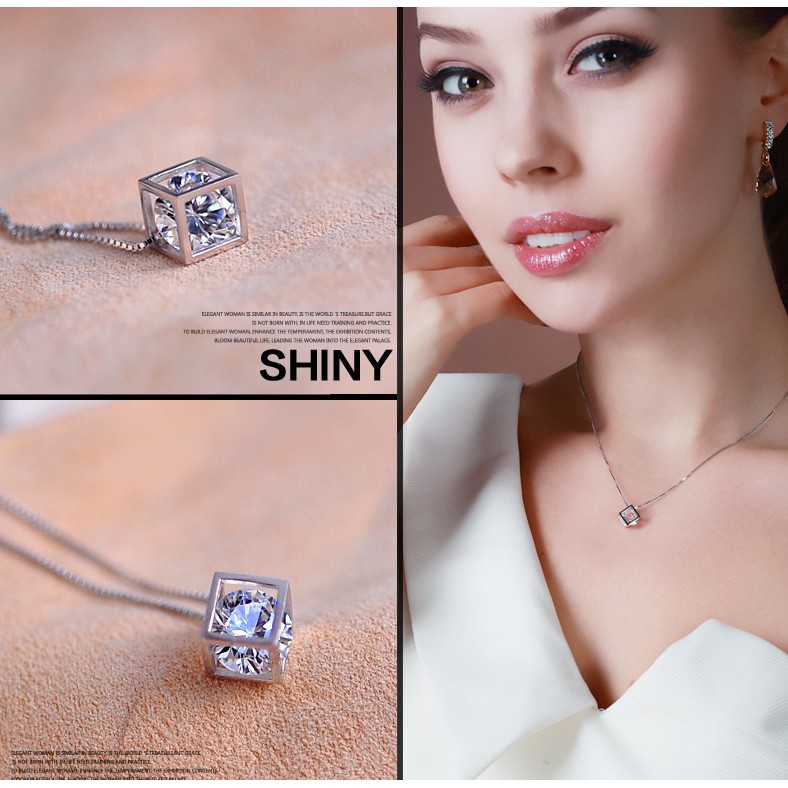 Kalung Sterling Silver 925 Dengan Liontin Kubik Zirkonia Untuk Wanita