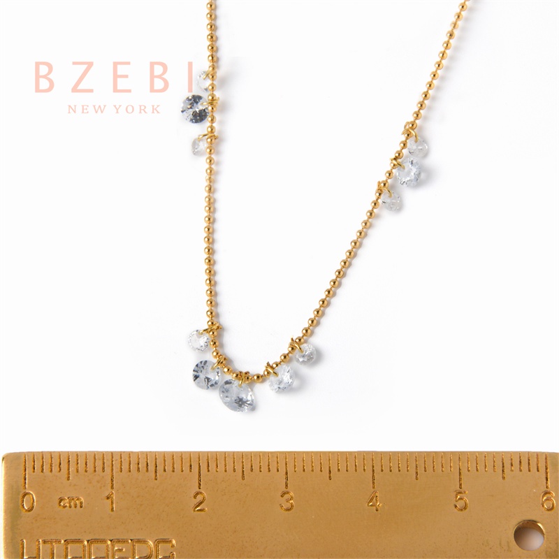 Kalung Emas 18k Dengan Liontin Berlian Bahan Titanium Steel Anti Karat Gaya Korea Untuk Wanita 314n