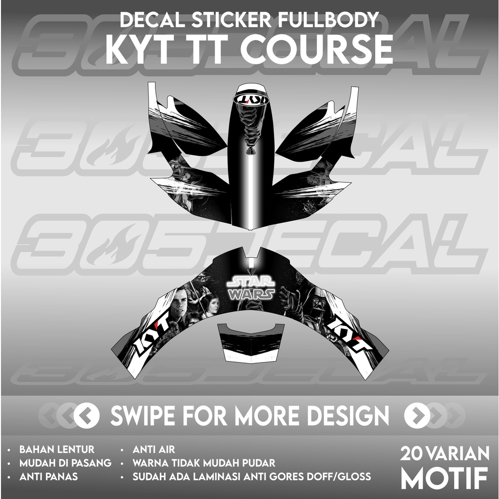 Sticker decal helm KYT TT Course TTC motif starwars v1 | decal helm | decal sticker