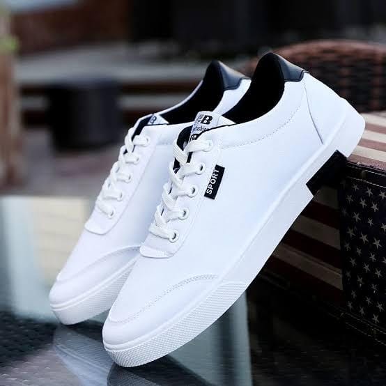 Sepatu sneakers pria sepatu casual putih keren senji HK POLOS