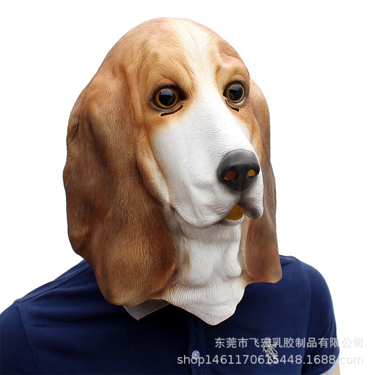 TOL-22 topeng latex beagle puppies puppy anjing dog head mainan prank halloween