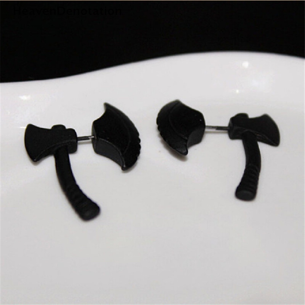 1 Pc Anting Stud Stereoskopik 3d Warna Hitam Gaya Punk Untuk Pria Dan Wanita