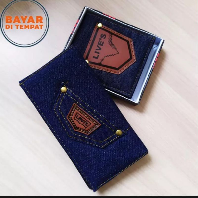 Beli 1 Gratis 1 Dompet Lipat Pria Remaja Bahan Denim