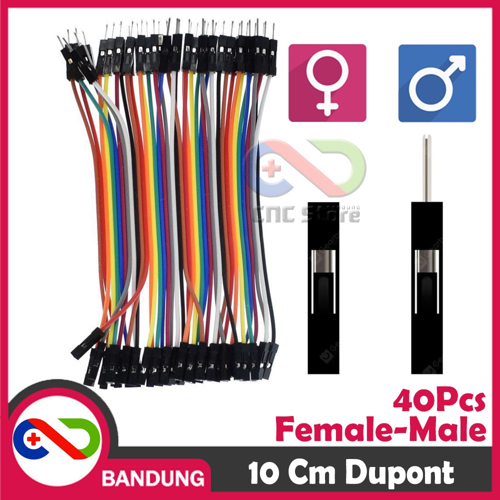 40PCS JUMPER CABLE KABEL 10CM MALE TO FEMALE DUPONT