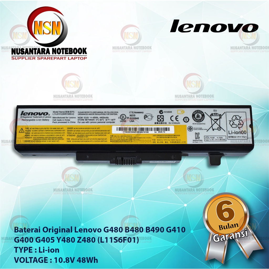 Baterai LENOVO Original G480 B480 B490 G410 G400 G405 Y480 Z480