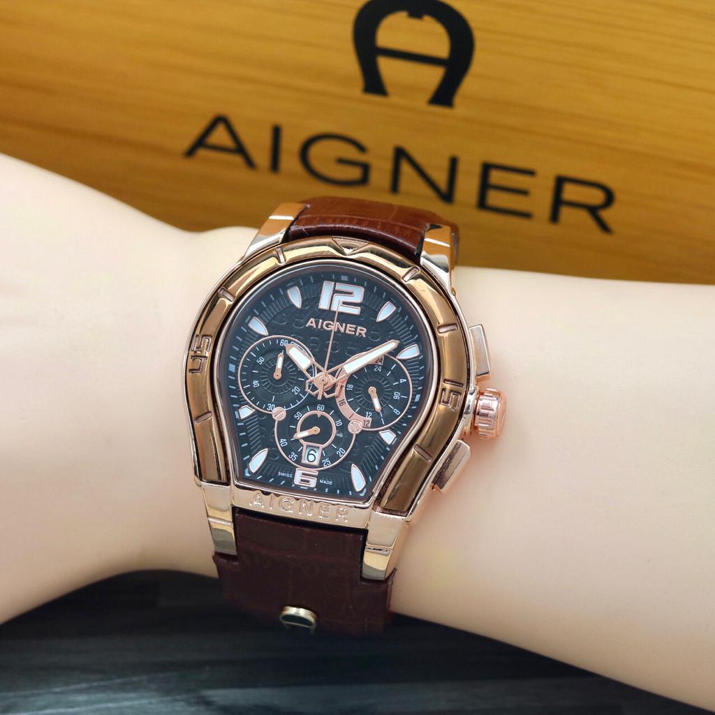 JAM TANGAN PRIA AIGNER PALERMO KULIT TANGGAL CHRONO AKTIF DIAMETER 4,6 CM || JAM TANGAN FASHION CEWEK COWOK