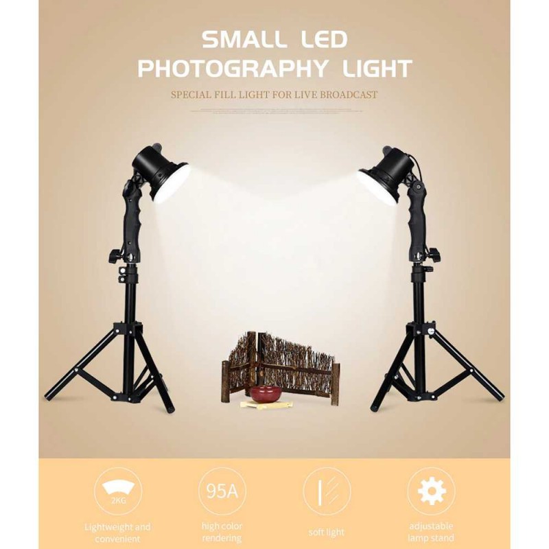 Lampu Foto Lighting Studio Mini 12W Dengan Tripod Light Stand 37CM