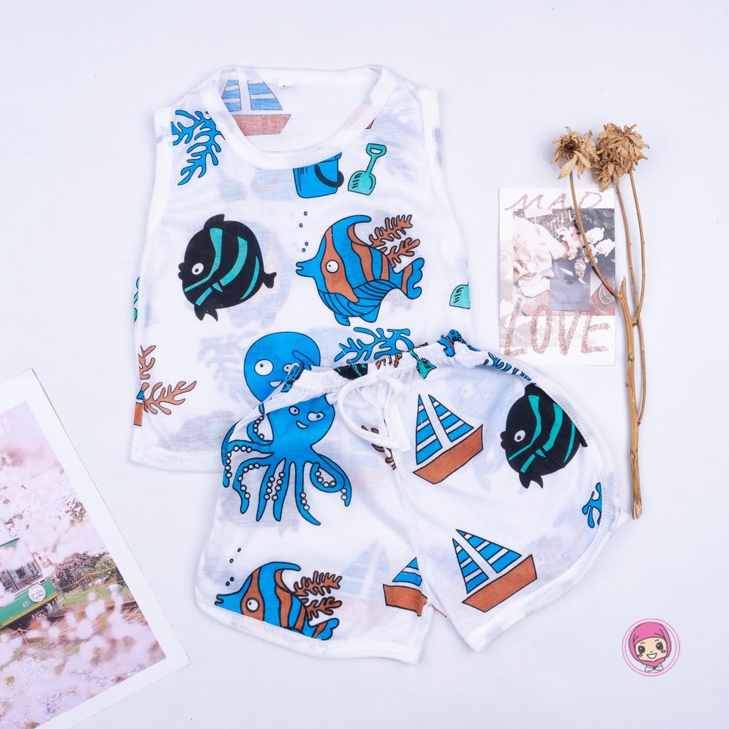 VS - SETELAN SINGLET ANAK COWOK / SET ANAK LAKI LAKI PRINTING / SETALAN ANAK MOTIF KOMBINASI