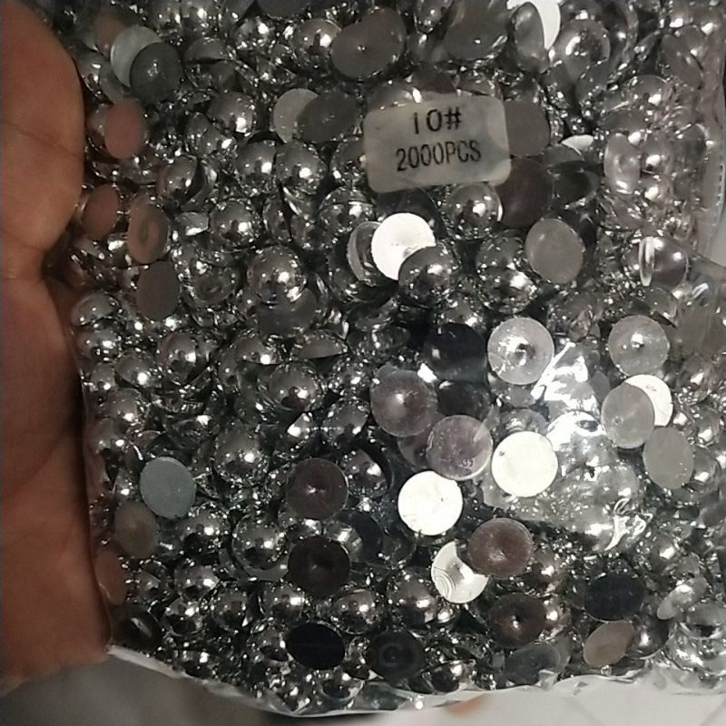 BEST SELLER!!  Half Pearl SILVER METAL / Mutiara belah / Pernak Pernik