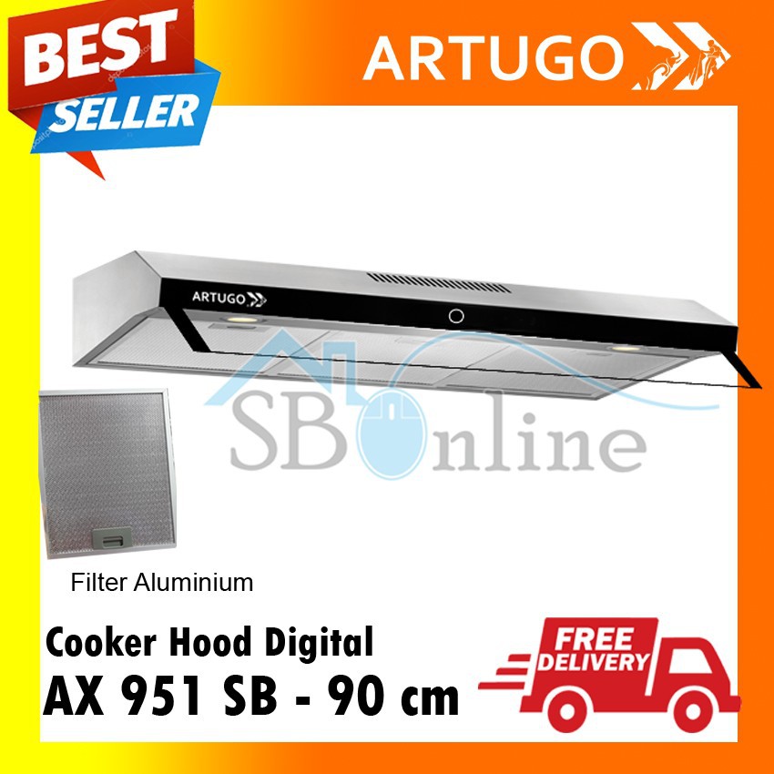 Slim Cooker Hood Digital Artugo tipe AX 951 SB - 90 CM Garansi Resmi