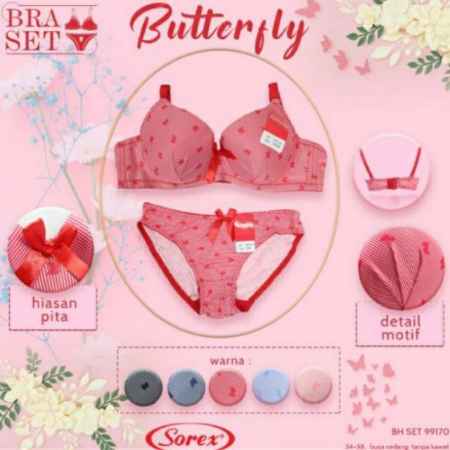 Bra Bh set Sorex 99170 butterfly kawat busa