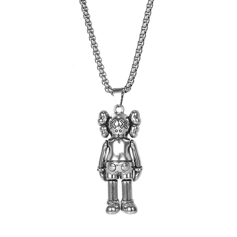 Kaws Kalung Liontin Boneka Sesame Street Bahan Titanium Steel Gaya Hip Hop Untuk Pasangan