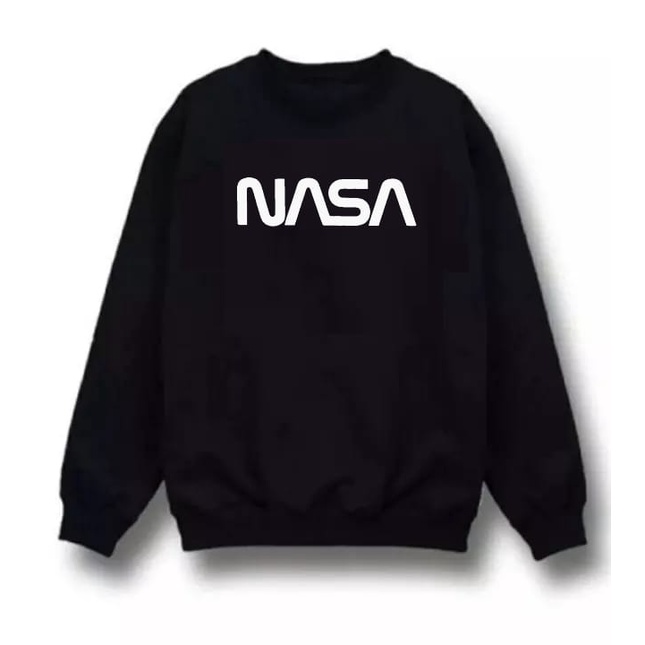 Sweater Crewneck Hitam Laki-Laki Dan Perempuan Motif Nasa Premium Quality