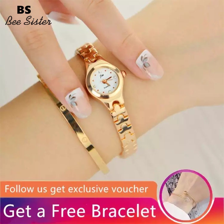 BS Jam Tangan Wanita Versi Korea, Jam Tangan Jam Tangan Kuarsa Antiair Retro Sederhana, Tali Aloi Ba