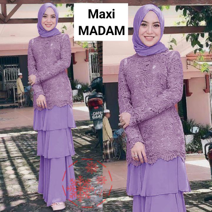 MX MADAM GAMIS BRUKAT FASHION WANITA / 3ukuran / pakaian muslim pesta terlaris terbaru