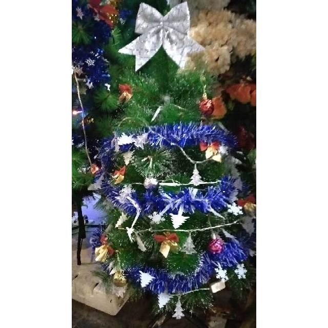 Pohon natal salju semprot #3s 90cm+aksesoris