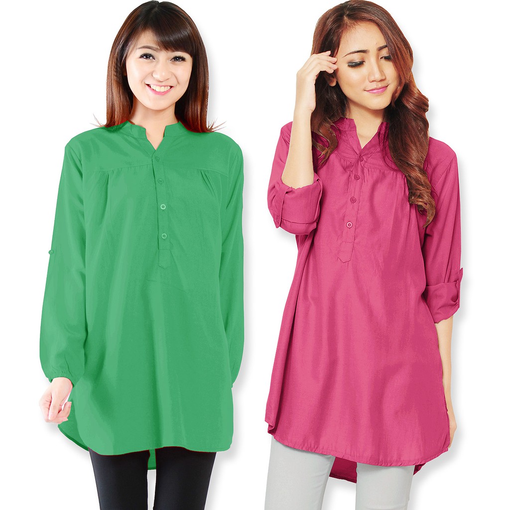  Kemeja Wanita Lengan Panjang Size M L XL 6 warna Baju 