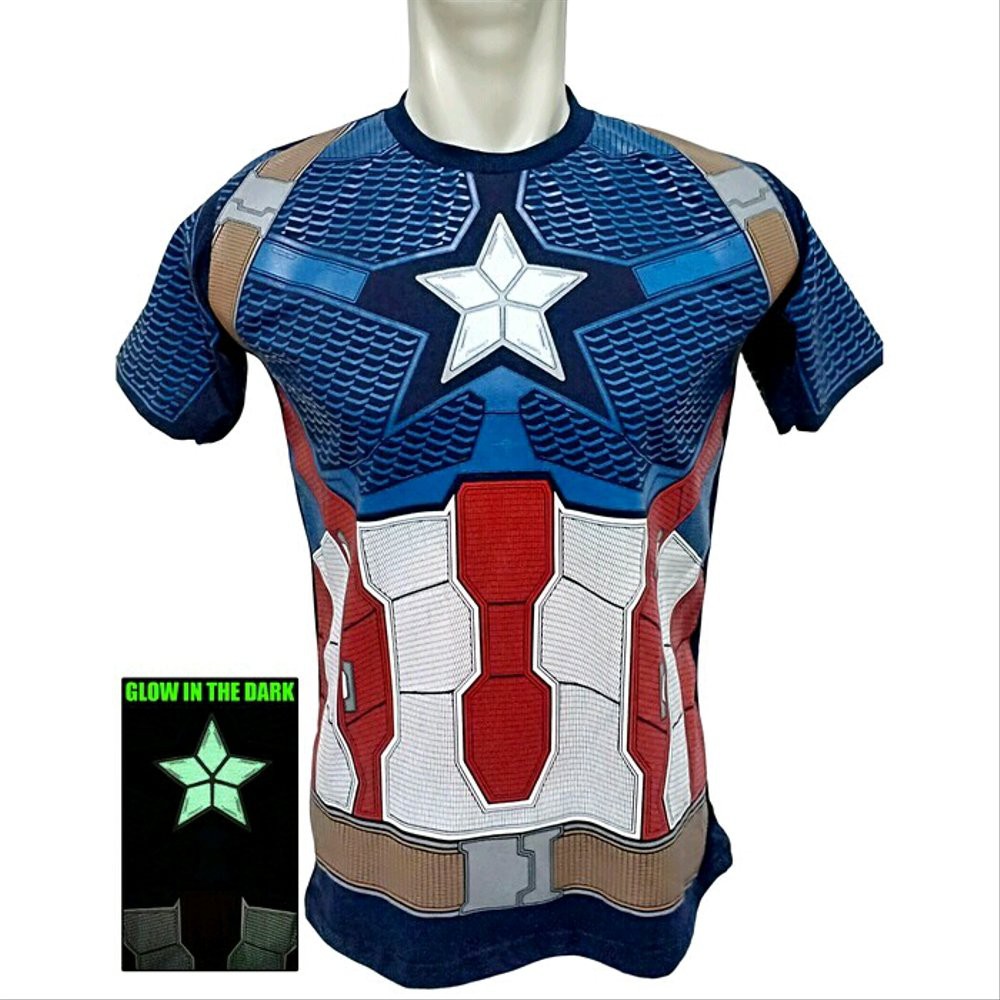 DIJUAL Baju Kaos Captain America Avengers Andgame Kaos Glow In The Dark Murah
