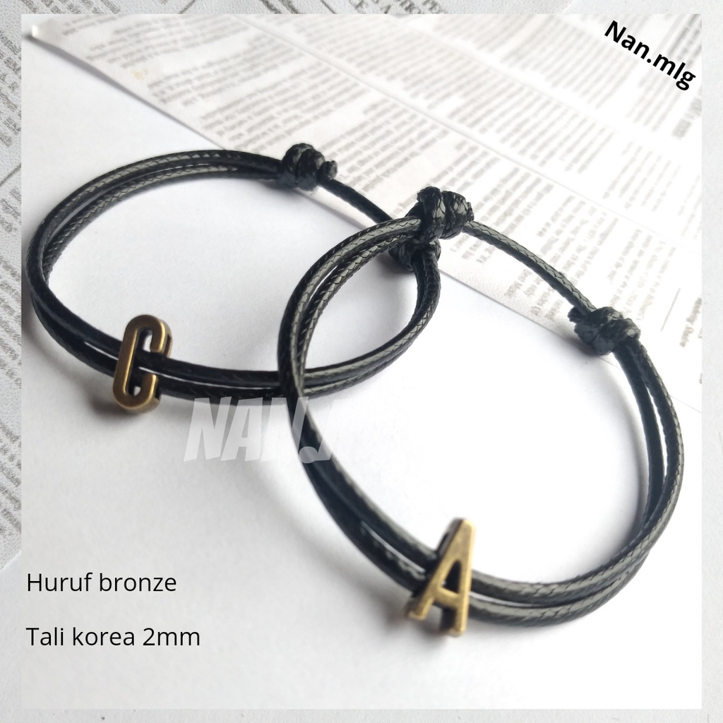 Gelang Couple Tali Huruf Bronze Magnet