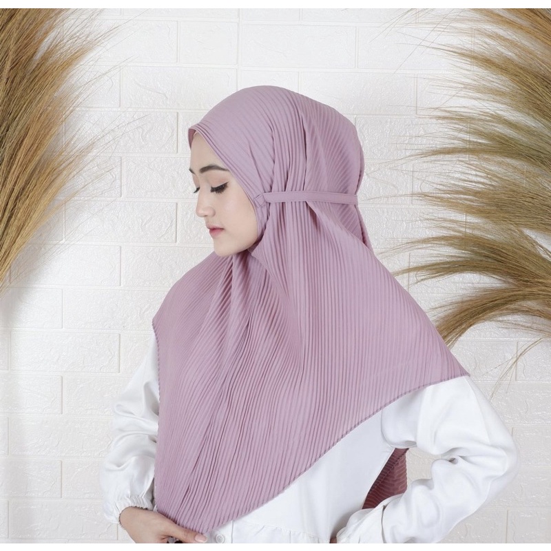 Bergo Plisket Full Lidi Hijab Instant Maryam Jilbab Pleated