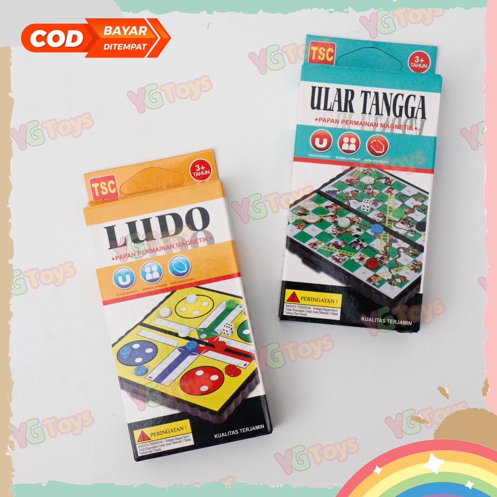 YGtoys Mainan Ular Tangga Ludo Magnet Mini Magnetic Portable Pocket Board Game Keluarga Anak Edukatif