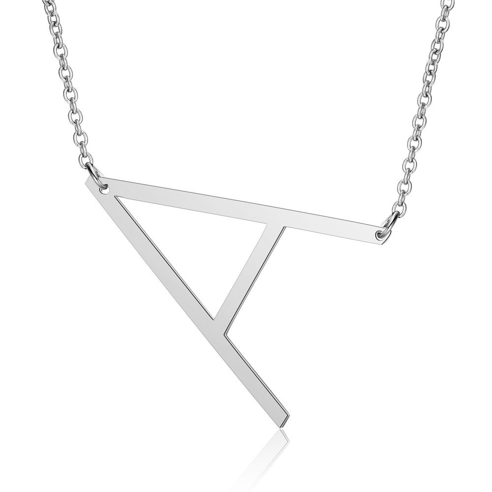 Kalung KL201 Huruf Stainless Steel anti Karat tahan karat Premium Fashion Wanita Kalung Simpel Elegant necklace Titanium / BS