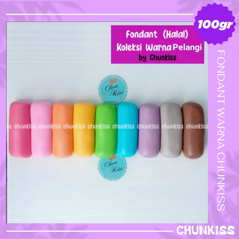 FONDANT WARNA 100 GRAM KOLEKSI WARNA PELANGI - HALAL SIAP PAKAI