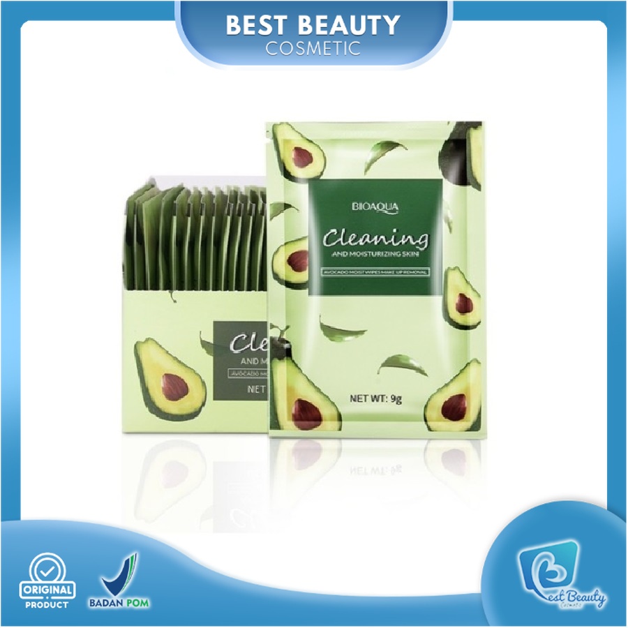 ★ BB ★ BIOAQUA Avocado Moist Wipes Make Up Removal 1 Pcs Makeup Remove wipes Cleansing Cotton remover Sheet - BIO AQUA【BPOM】