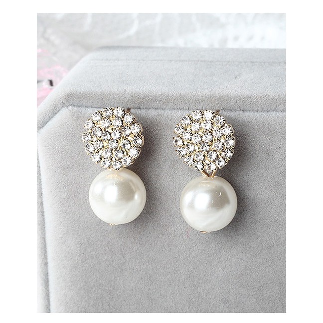 LRC Anting Tusuk Fashion Color Round Shape Decorated Earrings