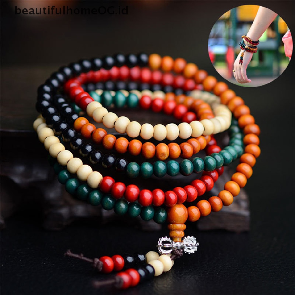 Gelang Doa Buddha Tibet 108 Manik-Manik Ukuran 8mm