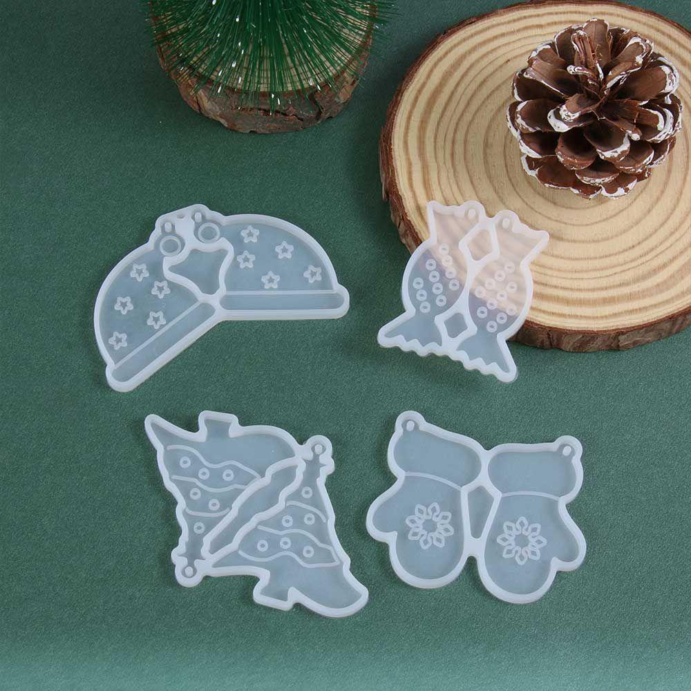 Top Anting Cetakan DIY Kerajinan Resin UV Epoxy Elk Snowflake Santa Claus Silicone Mold