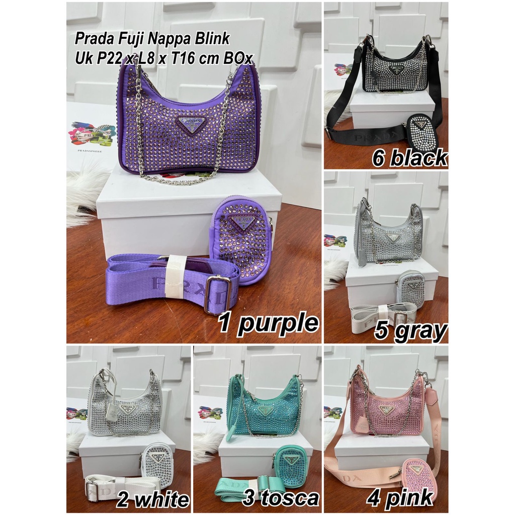 NEW TAS SELEMPANG WANITA IMPORT / PRADA FUJI VIRAL CRYSTAL / TERVIRAL