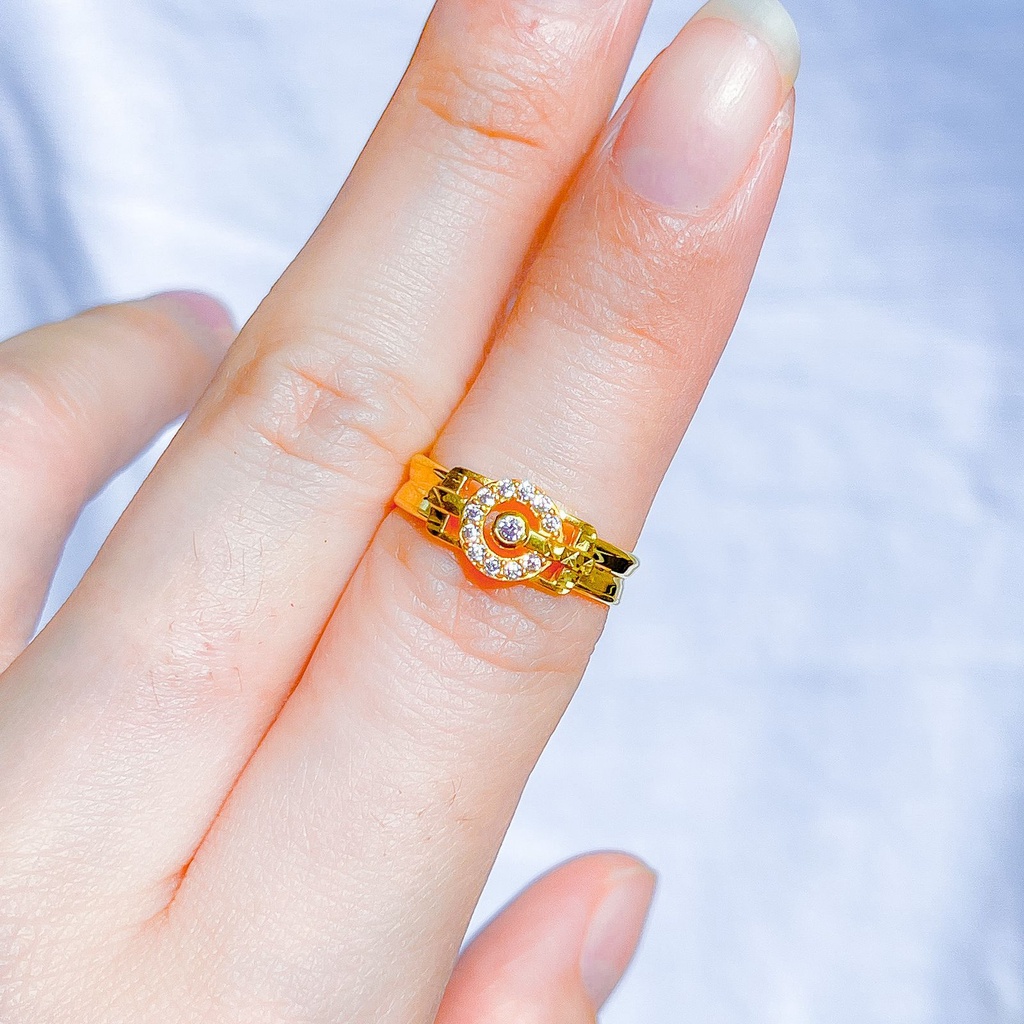 Cincin lebar anak dan dewasa emas asli kadar 700 70 16k love kupu bulat mariposa ringan 1 gram mas kuning permata bulat ukir kilat nampak besar