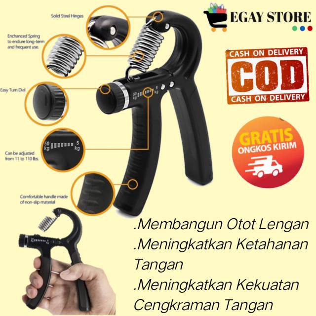 Alat Olahraga Tangan Hand Grip Fitness Handgrip Gym Adjustable 5-50 Kg Alat Fitnes Portable Murah