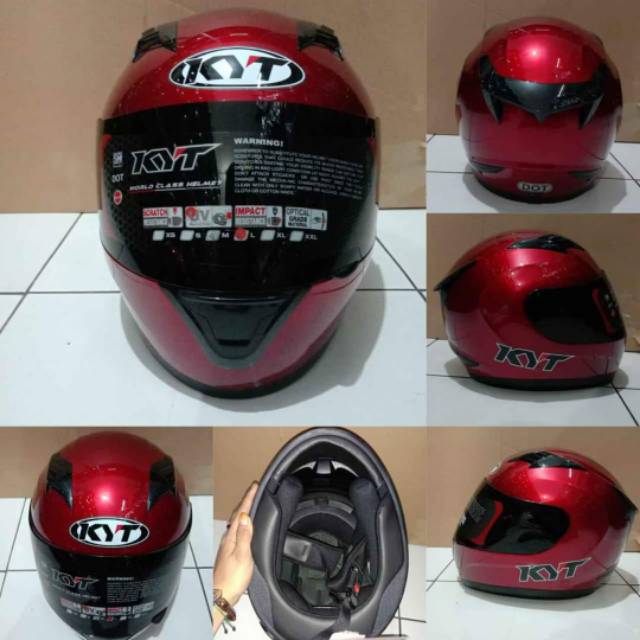 HELM KYT R10 MERAH MARON FULL BOK