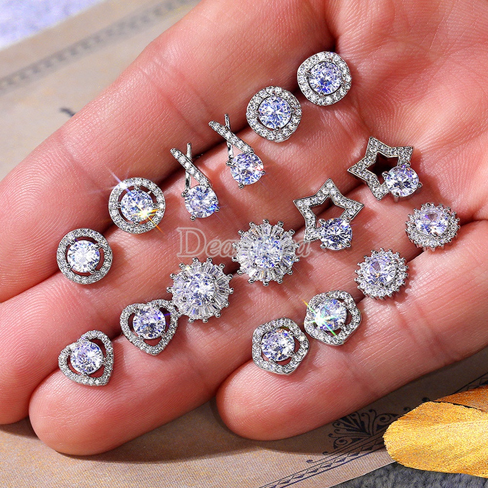 New Style Earrings Fashion Sweet Flower Zircon Earrings Women