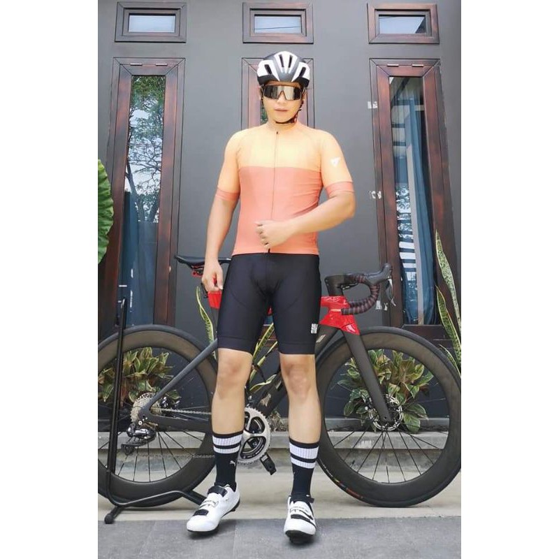 Setelan Baju Sepeda Sxb Sultan Roaming Lava in Orange Road Bike Jersey Gowes